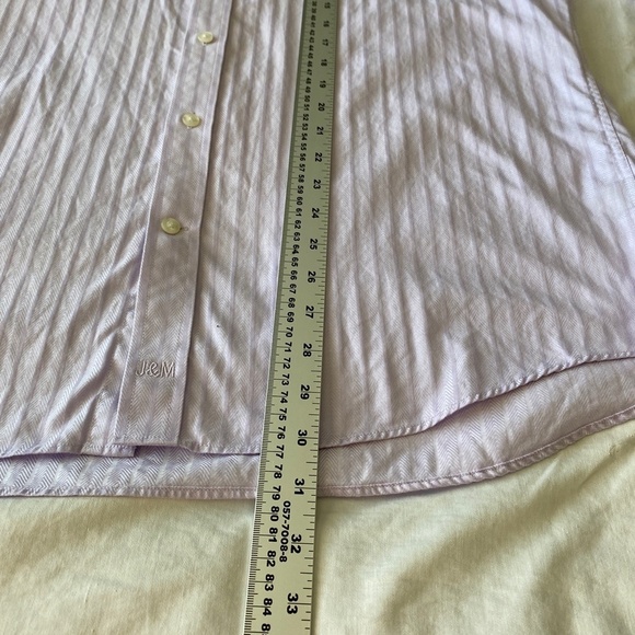 Johnston & Murphy Men's Tailored Fit Mauve Button Up Herringbone Shirt Large - Picture 13 of 14